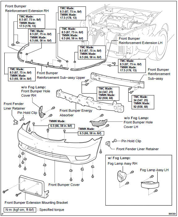 Toyota Camry Front bumper Exterior/interior trim